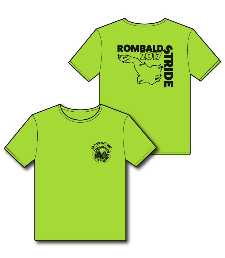 The design of t-shirts with the Rombalds logo.